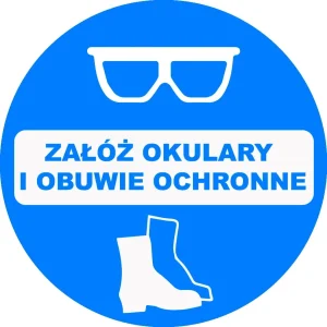 GOBO sklíčko s bezpečnostnou značkou Použi ochranné okuliare a obuv